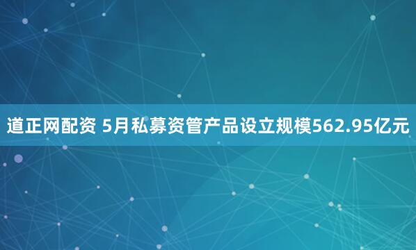 道正网配资 5月私募资管产品设立规模562.95亿元